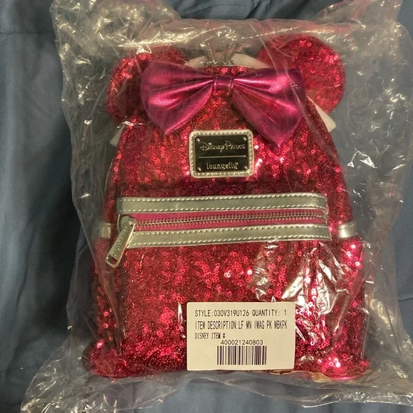 Disney | Bags | Loungefly Disney Minnie Mouse Magenta Sequin  display picture 3
